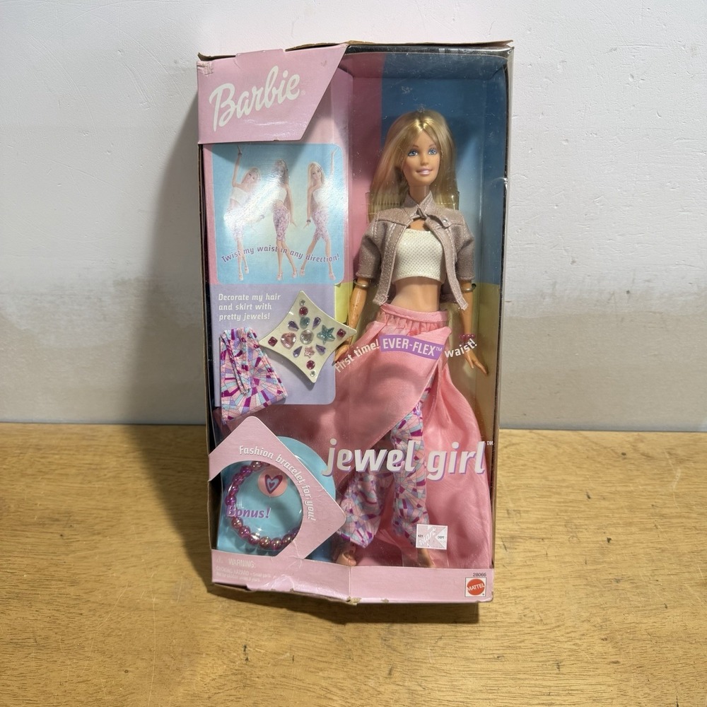 Mattel Barbie Jewel Girl 2000 Ever-Flex Waist Blonde Doll NIB 28066 Pink Vintage
